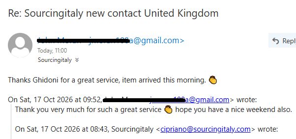 Sourcingitaly To UK Great Service 610